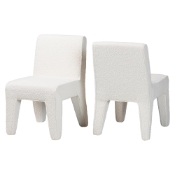 Baxton Studio Helios Boucle Dining Chair Set of 2 - Modern Armless Upholstered Accent Chair, Soft White, Minimalist Design Baxton Studio restaurant furniture, hotel furniture, commercial furniture, wholesale dining room furniture, wholesale dining chairs, classic dining chairs